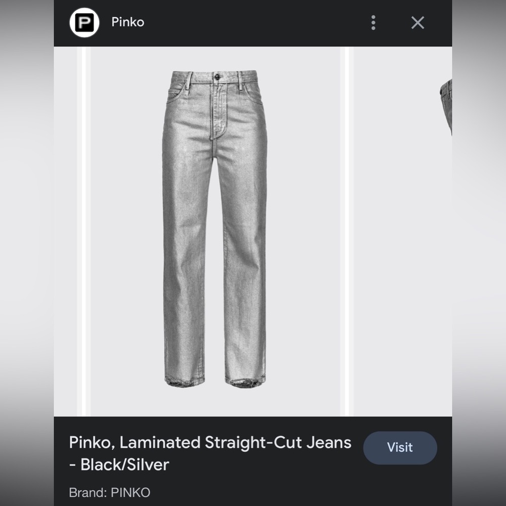 Pinko Laminated Straight Jeans - Silver